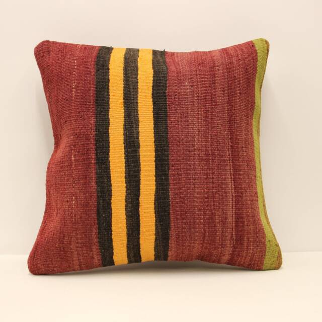 Turkish Throw Pillow, 18x18 Kilim Pillow, Bohemian Pillow, Pillow Cover, Decorative Pillow, Handmade Carpet Pillow 4Kbf-619 - image 1