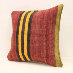 Turkish Throw Pillow, 18x18 Kilim Pillow, Bohemian Pillow, Pillow Cover, Decorative Pillow, Handmade Carpet Pillow 4Kbf-619 - thumbnail 3
