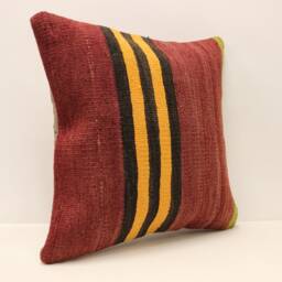 Turkish Throw Pillow, 18x18 Kilim Pillow, Bohemian Pillow, Pillow Cover, Decorative Pillow, Handmade Carpet Pillow 4Kbf-619 - thumbnail 2