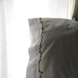 Embroidered Pillowcase Set in White With Sun Heart & Yin Yang Symbols - thumbnail 3