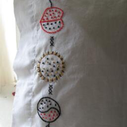 Embroidered Pillowcase Set in White With Sun Heart & Yin Yang Symbols - thumbnail 2