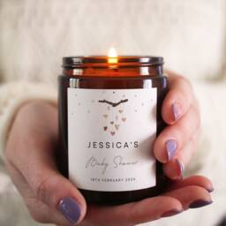 Personalized Baby Shower Candle Plant-Based Wax, New Mum Keepsake - thumbnail 3