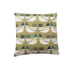 Handmade Double Sided Scandinavian Chicken Print Kiwi Green Linen Throw Pillow Sham Cushion Cover - thumbnail 2
