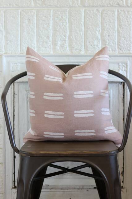 Blush Linen Pillow Cover Throw Boho Chic Home Decor Hand Made Goods Block Printed Bohemian - image 1