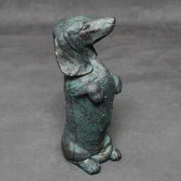 Dachshund Ornament Gift Sausage Dog Doxie Daxie Dachs Statue Home Ornament, Wiener Antique Style Collectable Resin Bronze - thumbnail 2