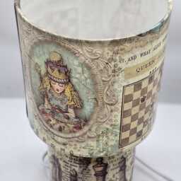 Alice in Wonderland Decoupage Table Lamp, Queen Of Hearts Design - thumbnail 4