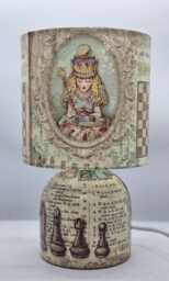 Alice in Wonderland Decoupage Table Lamp, Queen Of Hearts Design