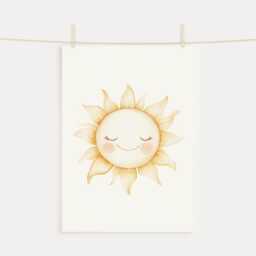 Sunshine Nursery Wall Art Print, Cute Smiling Sun Illustration, Baby Room Decor, Kids Bedroom Art, Gicl??e A5/A4/A3 - thumbnail 3