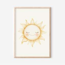 Sunshine Nursery Wall Art Print, Cute Smiling Sun Illustration, Baby Room Decor, Kids Bedroom Art, Gicl??e A5/A4/A3 - thumbnail 1