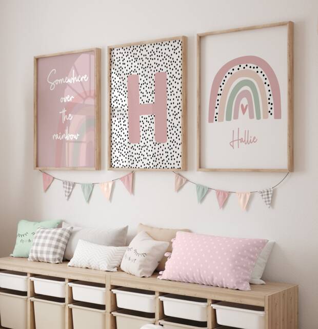 Girls Bedroom Prints, Nursery Girl Decor, Rainbow Prints, Pink, Girls Wall Decor, Kids Room Prints, Playroom, Girls Wall Art - image 1