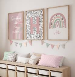 Girls Bedroom Prints, Nursery Girl Decor, Rainbow Prints, Pink, Girls Wall Decor, Kids Room Prints, Playroom, Girls Wall Art - thumbnail 1