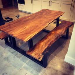 Bespoke Live Edge Dining Table & Benches Made To Order