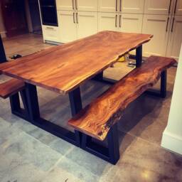 Bespoke Live Edge Dining Table & Benches Made To Order - thumbnail 3