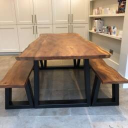 Bespoke Live Edge Dining Table & Benches Made To Order - thumbnail 2