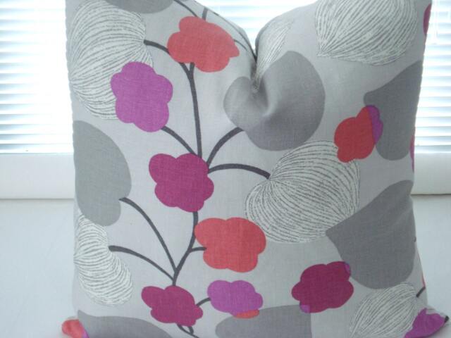 LinenBoth Sides- -Decorative Pillow Cover - Designer Fabric -Fuchsia Throw/ Lumbar/Toss Pillow - image 1