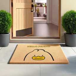 Hello Friend Duck Front Doormat - K-Pop Inspired Demon Hunter Magical Girl Welcome Mat For Anime Fans Fan Gift - thumbnail 2
