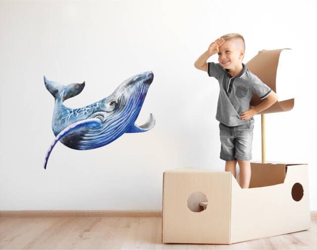 Humpback Whale Wall Decal Ocean Sea Life Removable Fabric Sticker - image 1