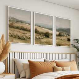 Orchard Landscape Trio, Neutral Countryside Wall Art Set - thumbnail 3