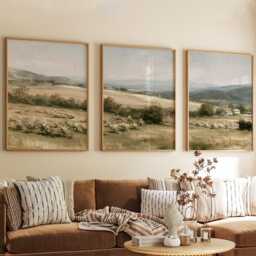 Orchard Landscape Trio, Neutral Countryside Wall Art Set - thumbnail 4