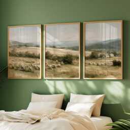 Orchard Landscape Trio, Neutral Countryside Wall Art Set - thumbnail 2