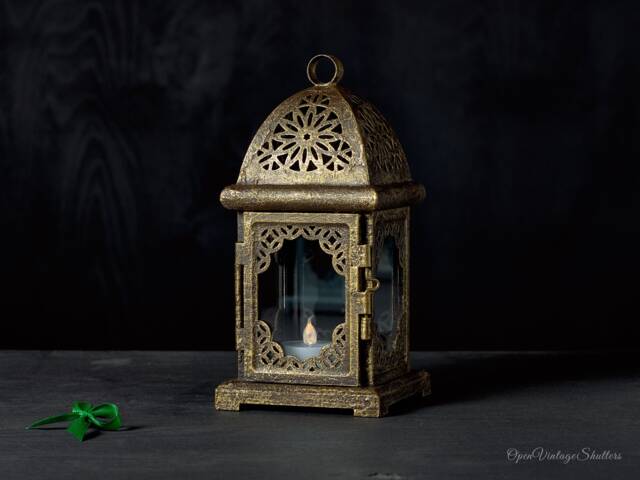 Set Of 2 Lanterns Bronze Finish Lantern Candle Holder Moroccan Wedding Centerpiece 5Th Anniversary Gift - image 1