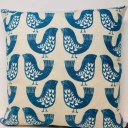 Scandi Cream & Blue Bird Cushion, Cushion Cover, Duck Feather Pillow, Birthday Present, Letterbox Gift - thumbnail 3