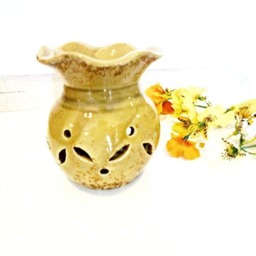 Essential Oil Diffuser Ceramic Burner Hot Porcelain Ocher Yellow Green Art Room Fragrance Feng Shui Aromatherapy Candle Warmer - thumbnail 4