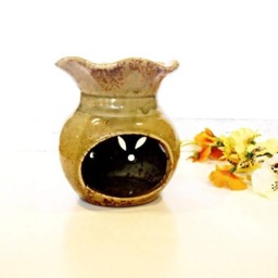 Essential Oil Diffuser Ceramic Burner Hot Porcelain Ocher Yellow Green Art Room Fragrance Feng Shui Aromatherapy Candle Warmer - thumbnail 2