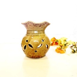 Essential Oil Diffuser Ceramic Burner Hot Porcelain Ocher Yellow Green Art Room Fragrance Feng Shui Aromatherapy Candle Warmer - thumbnail 3