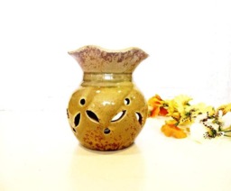 Essential Oil Diffuser Ceramic Burner Hot Porcelain Ocher Yellow Green Art Room Fragrance Feng Shui Aromatherapy Candle Warmer