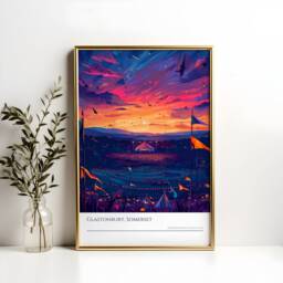 Glastonbury Sunset Poster Vibrant Festival Art Print - thumbnail 2