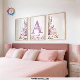 Girls Wildflower Personalised Prints - Set Of 3 - Baby Room Decor Nursery Wall Art Girl Floral Bedroom Toddler Playroom Picture - thumbnail 1