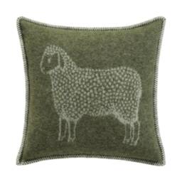 Moss Green Sheep Cushion Cover - Pure Wool Reversible Pillowcase 45 X 45cm/ 18 18 - thumbnail 3