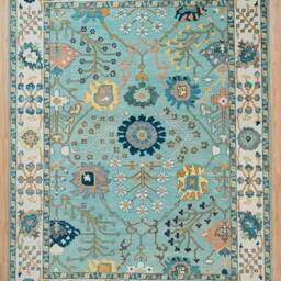 Aqua Blue Oushak Wool Rug, Hand-Knotted Fine Woolarea Rug Ar_3064 - thumbnail 3