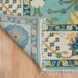 Aqua Blue Oushak Wool Rug, Hand-Knotted Fine Woolarea Rug Ar_3064 - thumbnail 2