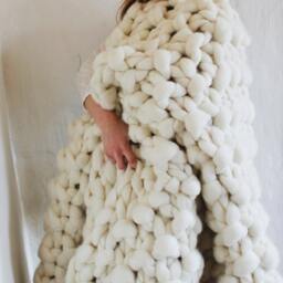 Chunky Knit Blanket, Knit Knitted Blanket, Wool Wool Blanket Throw, Throw - thumbnail 3