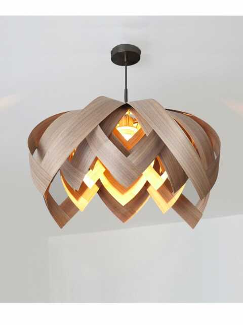 L18O, 70cm Handmade Walnut Wood Veneer Pendant Lamp - Ceiling Chandelier Design - image 1