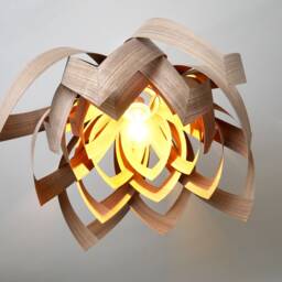 L18O, 70cm Handmade Wood Pendant Lamp, Walnut Veneer. Ceiling Design Hanging Chandelier Light - thumbnail 2