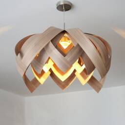 L18O, 70cm Handmade Walnut Wood Veneer Pendant Lamp - Ceiling Chandelier Design - thumbnail 2