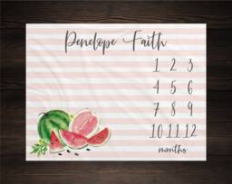Watermelon Milestone Blanket Month Baby Watch Me Grow Growth Tracker Shower Personalize Newborn Gift - thumbnail 1