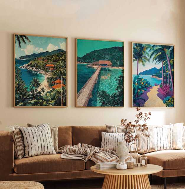 Set Of 3 Koh Samui Posters, Thailand Travel Prints, Tropical Wall Art, Beach Decor, Prints - image 1