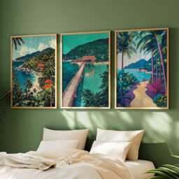 Set Of 3 Koh Samui Posters, Thailand Travel Prints, Tropical Wall Art, Beach Decor, Prints - thumbnail 3