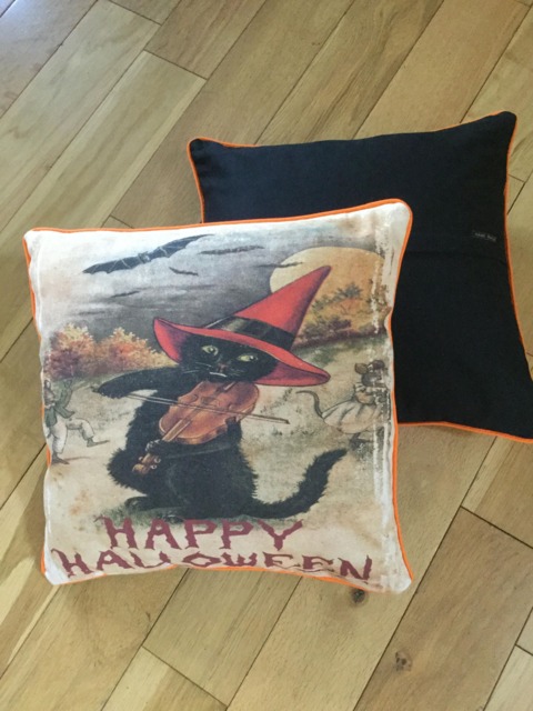 "Handmade Halloween Black Cat Pillow/Cushion Cover 16""x16" - image 1