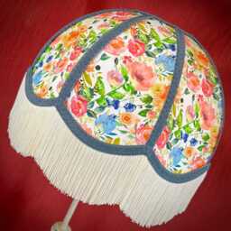 Handmade Wildflower Dome Lampshade Blue Braid, Cream Fringe - thumbnail 3