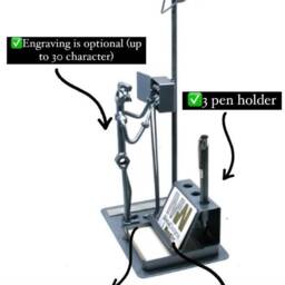 Electrician Nuts & Bolts Metal Sculpture, Business Card Holder Office Desc Organizer, Handmade Ornament Figurine Welded Art Statue - thumbnail 2