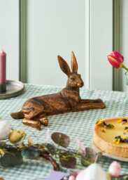 Lying Hare Ornament - Antique Brass Finish, Resin Wildlife Decor - thumbnail 1