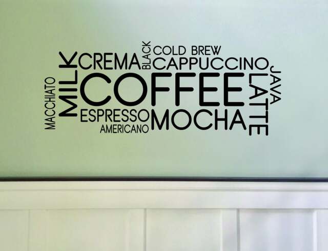 Coffee Shop Decor, Wall Decal, Word Cloud Sticker, Cafe Decor - image 1
