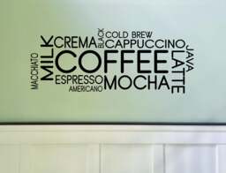 Coffee Shop Decor, Wall Decal, Word Cloud Sticker, Cafe Decor - thumbnail 1