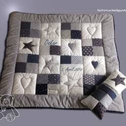 Crawling Blanket With Name, Individual Baby + Positioning Pillow Oskar Patchwork Blanket, Personalized - thumbnail 2