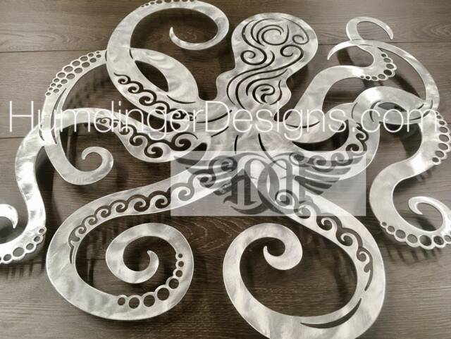 Octopus - Outdoor Metal Wall Art Bathroom Sea Creature Ocean Sculpture Pool Patio Decor Humdinger Designs - image 1